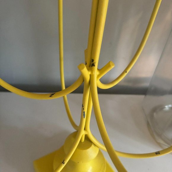 Large Vintage Funky Flower Candelabra 6 Candle Metal Wood Base 20.5” Tall - Picture 5 of 6